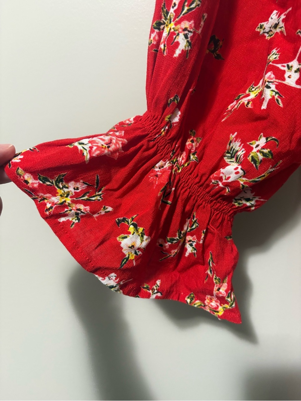 Blue Sky Eden Dress Red Floral Ditsy Linen Bamboo - Picture 6 of 8